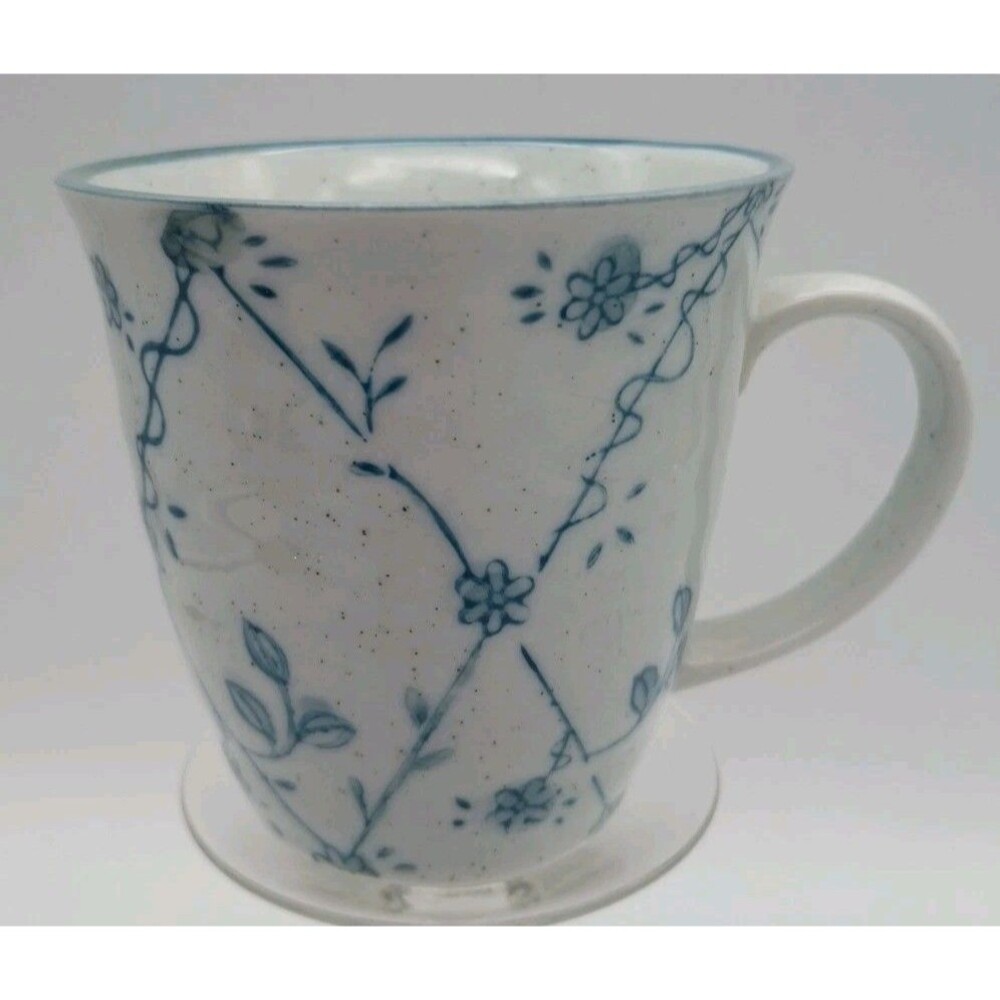 Blue Floral Mug Speckled Cup Delicate